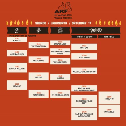 azkena rock festival 2023 horarios sabado
